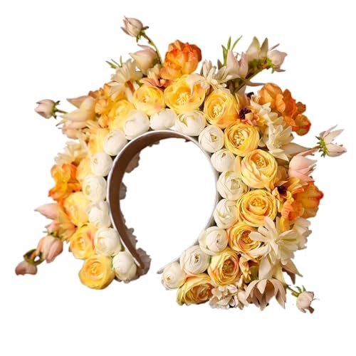 Blumenkranz Haare Bunte Blumen Prinzessin Haarnadel Blumen Stirnband Kopfschmuck for Frauen Braut Hochzeit Haarschmuck Haarbänder(Color2) von ZWCSHUU