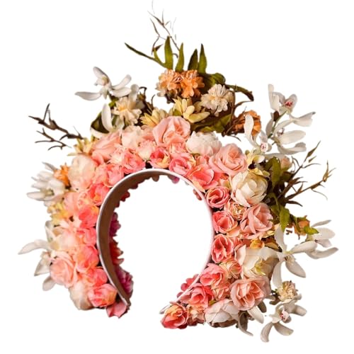 Blumenkranz Haare Bunte Blumen Prinzessin Haarnadel Blumen Stirnband Kopfschmuck for Frauen Braut Hochzeit Haarschmuck Haarbänder(Color5) von ZWCSHUU