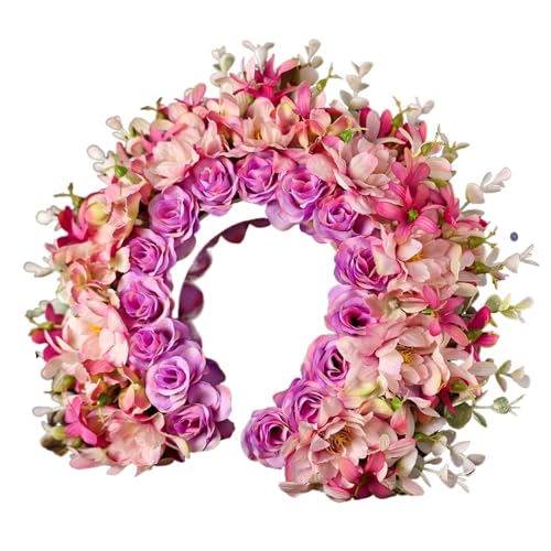 Blumenkranz Haare Bunte Blumen Prinzessin Haarnadel Blumen Stirnband Kopfschmuck for Frauen Braut Hochzeit Haarschmuck Haarbänder(Color8) von ZWCSHUU