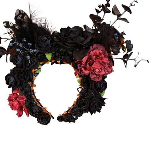 Blumenkranz Haare Bunte Schmetterlings-Blumen-Prinzessin-Stirnbänder, stereoskopische Blumen-Stirnbänder, Damen-Kopfbedeckung, Urlaubs-Haar-Accessoires(Color9) von ZWCSHUU