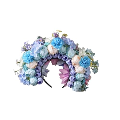 Blumenkranz Haare Bunter Blumen-Stirnband-Haar-Kranz-Hochzeitsfest-Kostüm-Kopfschmuck for Brautfrauen-Haar-Zusatz(Color4) von ZWCSHUU