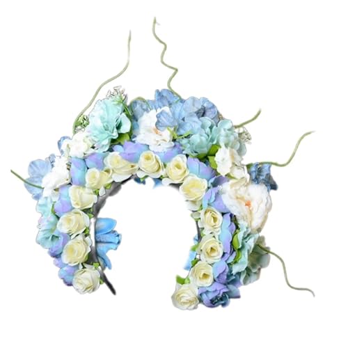 Blumenkranz Haare Buntes Blumen-Stirnband, doppelseitiger Haarkranz, Hochzeits-Party-Kostüm-Kopfschmuck for Braut-Frauen-Haar-Accessoire(Color1) von ZWCSHUU