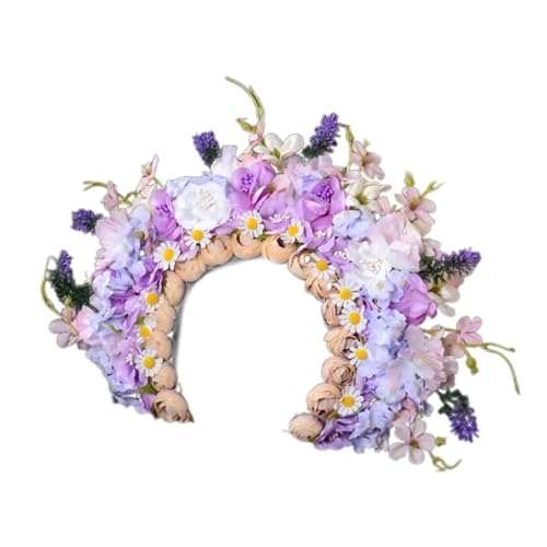 Blumenkranz Haare Buntes Blumen-Stirnband, doppelseitiger Haarkranz, Hochzeits-Party-Kostüm-Kopfschmuck for Braut-Frauen-Haar-Accessoire(Color10) von ZWCSHUU