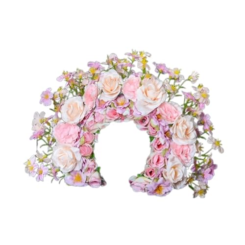 Blumenkranz Haare Buntes Blumen-Stirnband, doppelseitiger Haarkranz, Hochzeits-Party-Kostüm-Kopfschmuck for Braut-Frauen-Haar-Accessoire(Color3) von ZWCSHUU