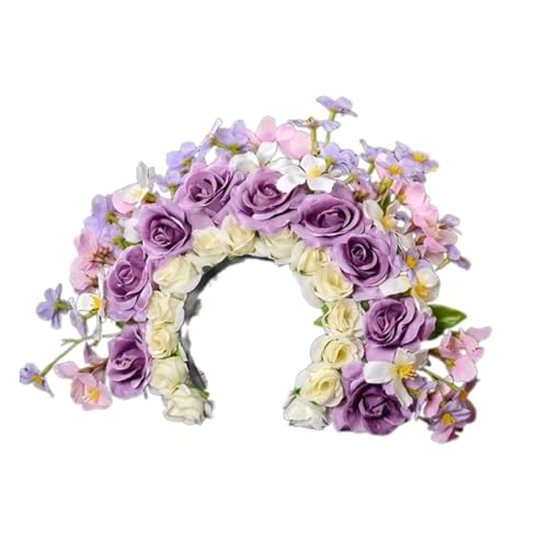 Blumenkranz Haare Buntes Blumen-Stirnband, doppelseitiger Haarkranz, Hochzeits-Party-Kostüm-Kopfschmuck for Braut-Frauen-Haar-Accessoire(Color5) von ZWCSHUU