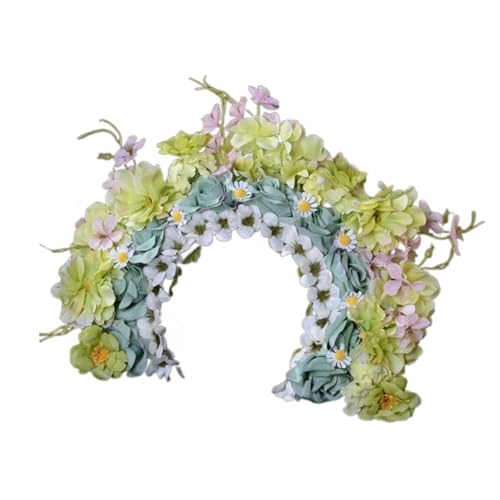 Blumenkranz Haare Buntes Blumen-Stirnband, doppelseitiger Haarkranz, Hochzeits-Party-Kostüm-Kopfschmuck for Braut-Frauen-Haar-Accessoire(Color7) von ZWCSHUU