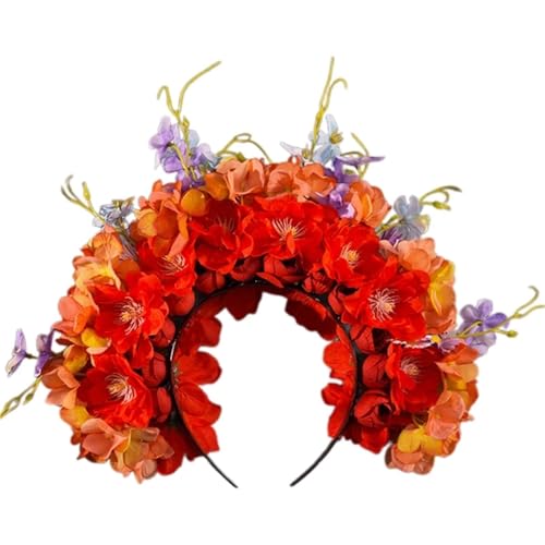 Blumenkranz Haare Elegantes Blumenstirnband aus Seide, wunderschönes Blumen-Haarband-Accessoire, hübsche, mit Blumen verzierte Haardekoration(Color2) von ZWCSHUU