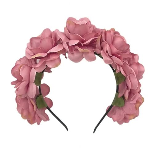 Blumenkranz Haare Frauen Haar Hoop Nachahmung Rose Blume Retro Gefälschte Blume Dekor Dame Stirnband Leichte Dicke Dünne Haar Zubehör(Color3) von ZWCSHUU