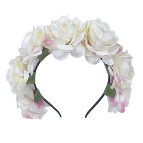 Blumenkranz Haare Frauen Haar Hoop Nachahmung Rose Blume Retro Gefälschte Blume Dekor Dame Stirnband Leichte Dicke Dünne Haar Zubehör(Color4) von ZWCSHUU