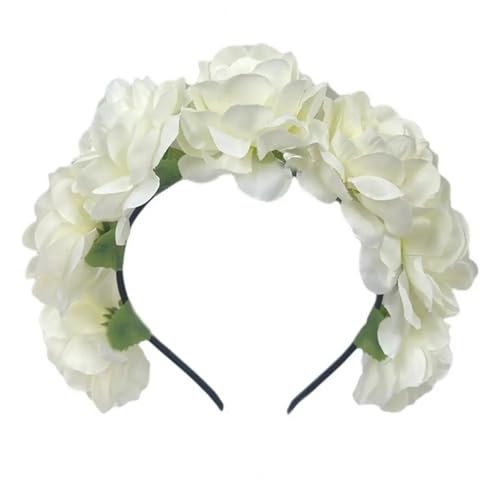 Blumenkranz Haare Frauen Haar Hoop Nachahmung Rose Blume Retro Gefälschte Blume Dekor Dame Stirnband Leichte Dicke Dünne Haar Zubehör(Color8) von ZWCSHUU