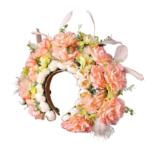 Blumenkranz Haare Frauen Mädchen Haarschmuck Stirnband Festival Große Blume Krone Kranz Dekoration for Die Haare Hochzeit Party Braut Kopfbedeckung ﻿(Color12) von ZWCSHUU