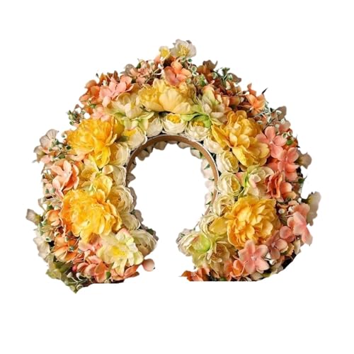 Blumenkranz Haare Frauen Mädchen Haarschmuck Stirnband Festival Große Blume Krone Kranz Dekoration for Die Haare Hochzeit Party Braut Kopfbedeckung ﻿(Color13) von ZWCSHUU