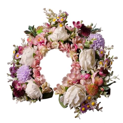 Blumenkranz Haare Frauen Mädchen Haarschmuck Stirnband Festival Große Blume Krone Kranz Dekoration for Die Haare Hochzeit Party Braut Kopfbedeckung ﻿(Color8) von ZWCSHUU