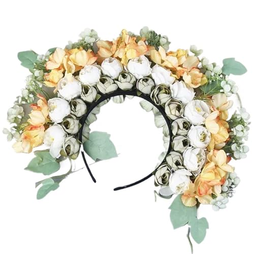 Blumenkranz Haare Girlanden-Kopfschmuck, am Kopf befestigtes Blumen-Stirnband(Color3) von ZWCSHUU
