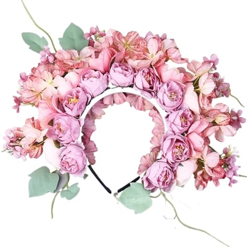 Blumenkranz Haare Girlanden-Kopfschmuck, am Kopf befestigtes Blumen-Stirnband(Color6) von ZWCSHUU