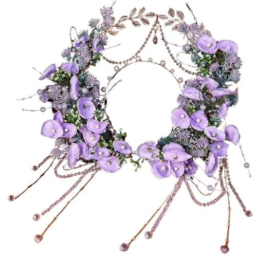 Blumenkranz Haare Stereoskopischer Blumenkranz Haarreifen Fee Aura Kopfbedeckung Retro Wald Stil Blumenkranz Kopfbedeckung Zubehör(Color6) von ZWCSHUU