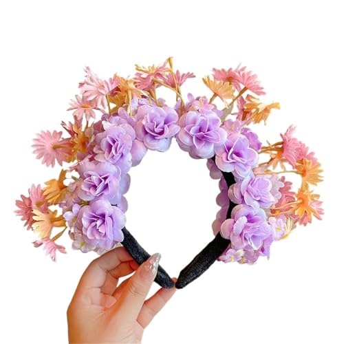 Blumenkranz Haare Stoff-Kopfschmuck mit künstlichen Blumen, doppelseitig, dreidimensionales Haarnadel-Stirnband for Damen(Color2) von ZWCSHUU