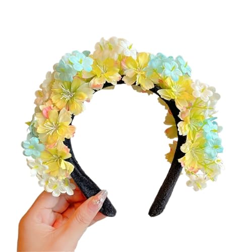 Blumenkranz Haare Stoff-Kopfschmuck mit künstlichen Blumen, doppelseitig, dreidimensionales Haarnadel-Stirnband for Damen(Color3) von ZWCSHUU