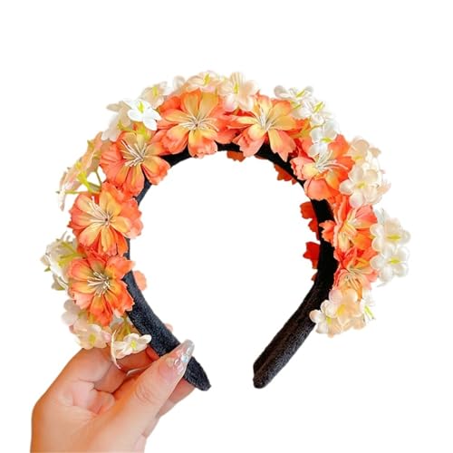 Blumenkranz Haare Stoff-Kopfschmuck mit künstlichen Blumen, doppelseitig, dreidimensionales Haarnadel-Stirnband for Damen(Color4) von ZWCSHUU