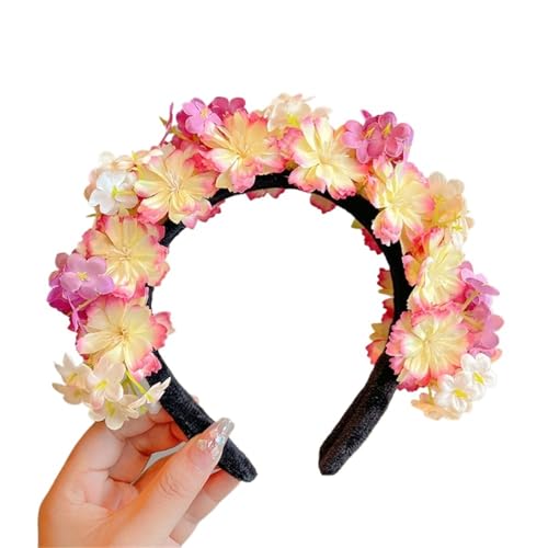 Blumenkranz Haare Stoff-Kopfschmuck mit künstlichen Blumen, doppelseitig, dreidimensionales Haarnadel-Stirnband for Damen(Color6) von ZWCSHUU