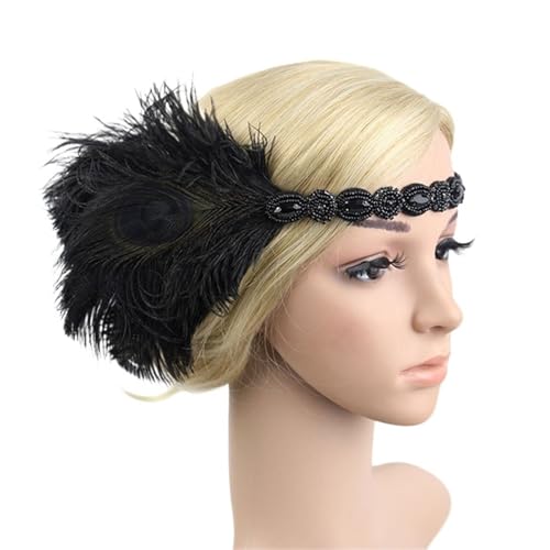 Feder Haarschmuck Frauen Maskerade Leistung Kopfbedeckung Haarband Kopfschmuck Feder Stirnband Vintage Party Strass Haarschmuck(Style 03) von ZWCSHUU