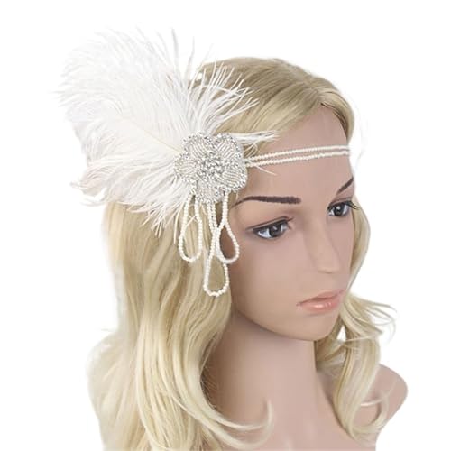 Feder Haarschmuck Frauen Maskerade Leistung Kopfbedeckung Haarband Kopfschmuck Feder Stirnband Vintage Party Strass Haarschmuck(Style 19) von ZWCSHUU