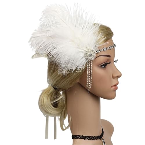 Feder Haarschmuck Frauen Maskerade Leistung Kopfbedeckung Haarband Kopfschmuck Feder Stirnband Vintage Party Strass Haarschmuck(Style 21) von ZWCSHUU
