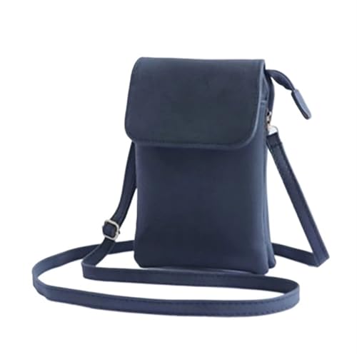 Umhängetasche for Damen, PU-Leder, Handy-Geldbörse, Taschen, solide Klappe, Umhängetasche, kleine weibliche Schulterhandtasche for Frauen Leder Umhngetasche Handy(Black matte style) von ZWCSHUU