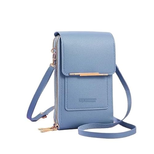 ZWCSHUU Handtasche for Damen, weiches Leder, kleine Geldbörse, Touchscreen-Handy-Geldbörse, Umhängetasche Leder Umhngetasche Handy(Blue) von ZWCSHUU