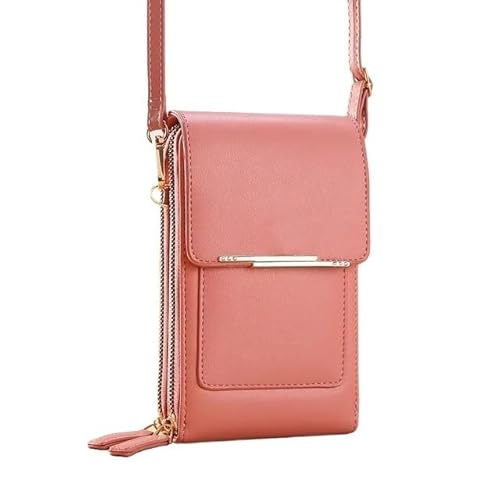 ZWCSHUU Handtasche for Damen, weiches Leder, kleine Geldbörse, Touchscreen-Handy-Geldbörse, Umhängetasche Leder Umhngetasche Handy(Pink) von ZWCSHUU