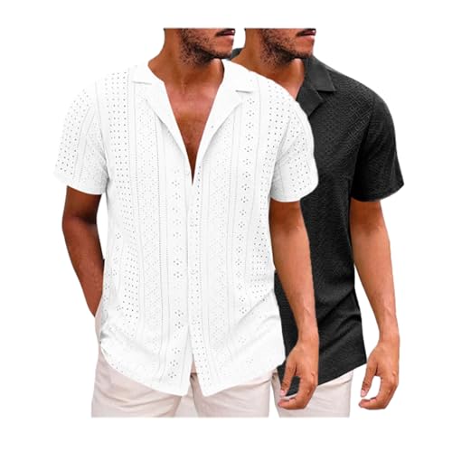 2er Pack Herren Hemd Kurzarm Freizeithemd Businesshemd Sommer Hemd Casual Leinenhemd Regular fit Shirt Strand Hemd Kurzarmhemd Hemd mit Brusttasche 2er Pack Herren Hemd Kurzarm Freizeithemd Businesshemd Sommer Hemd Casual Leinenhemd Regular fit Shirt Strand Hemd Kurzarmhemd Hemd mit Brusttasche von ZWDC