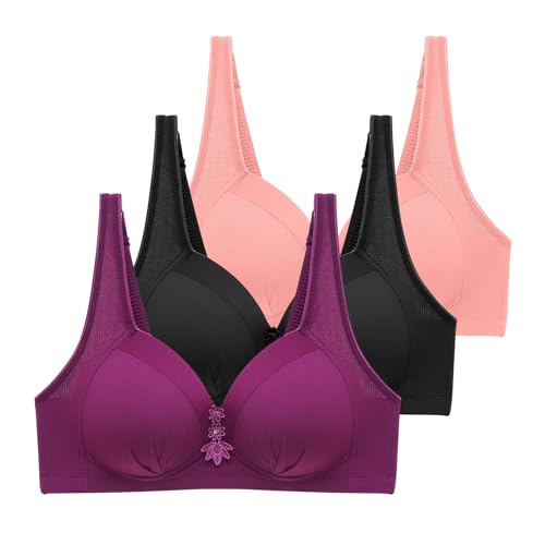 3er Pack BHS Damen Ohne Bügel Push Up BH Set Frauen Sexy Bustier Crop Top Sport-BHS Trainings-BH mit verstellbarem für Alltag Yoga Fitness Sport Outdoor von ZWDC