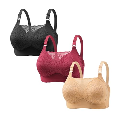 3er Pack BHS Damen mit Bügel Push Up BH Set Frauen Sexy Bustier Crop Top Sport-BHS Trainings-BH mit verstellbarem für Alltag Yoga Fitness Sport Outdoor Der Bequeme, Flexible Damen BH von ZWDC