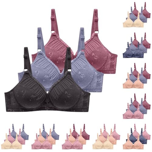 3er Pack Damen BH ohne Bügel Push Up BH Set Damen Grosse Grössen Klassische BH mit verstellbarem Trägern Weich Bequem BHS Set Bustier Damen-BHS Sport BH für Alltag Fitness Sport Outdoor von ZWDC