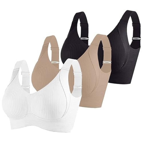 3er Pack Damen Push Up BH ohne Bügel aus Baumwolle Sexy und Bequem mit Starkem Halt für Große Brüste Verstellbarer Bra Set in Klassischem Design von ZWDC