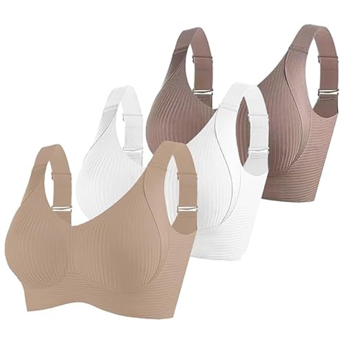 3er Pack Damen Push Up BH ohne Bügel aus Baumwolle Sexy und Bequem mit Starkem Halt für Große Brüste Verstellbarer Bra Set in Klassischem Design von ZWDC