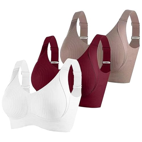 3er Pack Damen Push Up BH ohne Bügel aus Baumwolle Sexy und Bequem mit Starkem Halt für Große Brüste Verstellbarer Bra Set in Klassischem Design von ZWDC