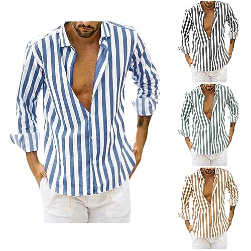 Hemd Herren Langarm Gestreiftes Print-Shirt Henley Sommerhemd y2k Herren Freizeithemd Leinenhemd Regular Fit Men Shirtsfur Sommer Strand Surf Für Urlaub Hemd Herren Langarm Gestreiftes Print-Shirt Henley Sommerhemd y2k Herren Freizeithemd Leinenhemd Regular Fit Men Shirtsfur Sommer Strand Surf Für Urlaub von ZWDC