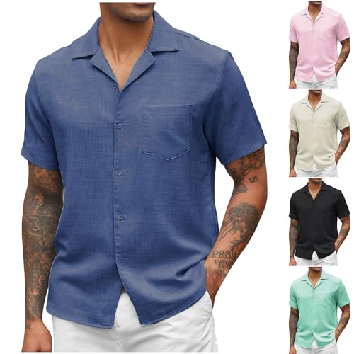 Herren Hemd Kurzarm Bügelfrei Casual Button Down Freizeithemden mit Tasche Textured Casual Shirt Regular Fit Fischgrätmuster Hemden elastisches Y2k Sommerhemd Herren Hemd Kurzarm Bügelfrei Casual Button Down Freizeithemden mit Tasche Textured Casual Shirt Regular Fit Fischgrätmuster Hemden elastisches Y2k Sommerhemd von ZWDC