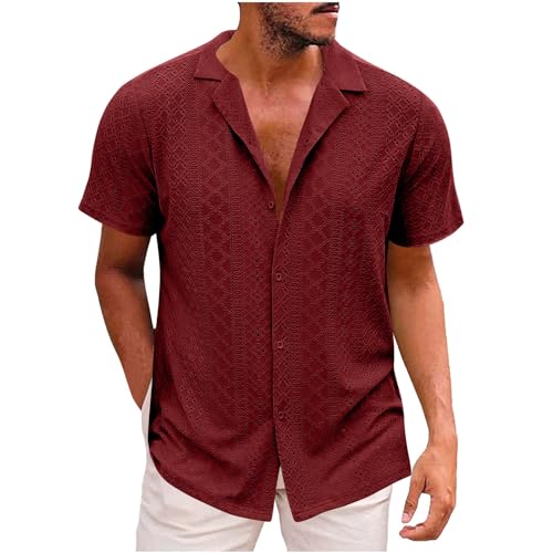 Herren Hemd Kurzarm Freizeithemd Businesshemd Sommer Hemd Casual Leinenhemd Regular Fit Shirt Strand Hemd Kurzarmhemd Hemd mit Brusttasche von ZWDC