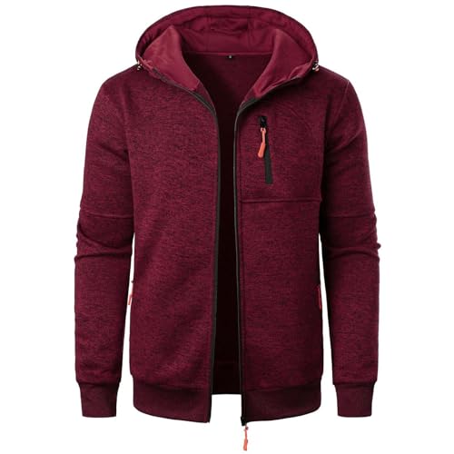 Herren Hoodie Einfarbig Langarm Sweatjacke Mit Reißverschluss Casual Sweatshirt Jacke Zip Up Hoodies Männer Leicht Kapuzenjacke Outdoor Sportjacke Kapuzenpullover Warm Freizeitjacke Übergangsjacke von ZWDC