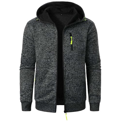 Herren Hoodie Einfarbig Langarm Sweatjacke Mit Reißverschluss Casual Sweatshirt Jacke Zip Up Hoodies Männer Leicht Kapuzenjacke Outdoor Sportjacke Kapuzenpullover Warm Freizeitjacke Übergangsjacke von ZWDC
