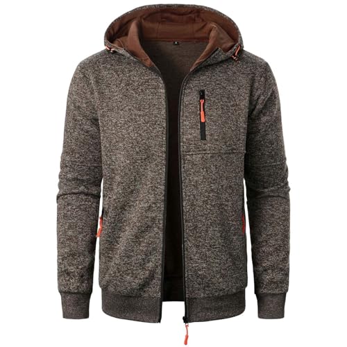 Herren Hoodie Einfarbig Langarm Sweatjacke Mit Reißverschluss Casual Sweatshirt Jacke Zip Up Hoodies Männer Leicht Kapuzenjacke Outdoor Sportjacke Kapuzenpullover Warm Freizeitjacke Übergangsjacke von ZWDC
