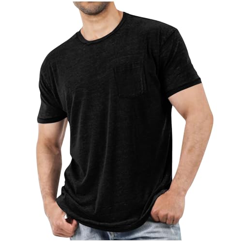 V-Ausschnitt Tshirt T Shirt Herren Kurzarm Sommer Rundhals T-Shirt Unterhemd Einfarbig Sport Freizeit Basic Tshirt Basic Rundhals Kurzarm Gym Oberteile Streetwear Klamotten Herren Top von ZWDC