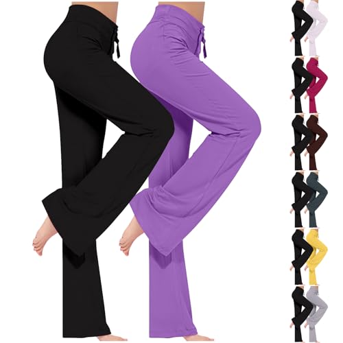 ZWDC 2er Pack Yogahose Damen Schlaghose Baumwolle Activewear Hosen High Waist Yoga Pants Bootcut Jeans Stretch Flared Stoffhose Flare Leggings Haushose Weites Bein Jazzpants Lang ZWDC 2er Pack Yogahose Damen Schlaghose Baumwolle Activewear Hosen High Waist Yoga Pants Bootcut Jeans Stretch Flared Stoffhose Flare Leggings Haushose Weites Bein Jazzpants Lang von ZWDC