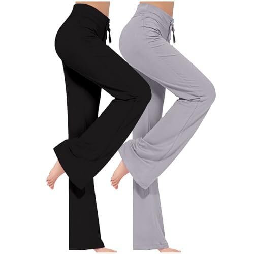 ZWDC 2er Pack Yogahose Damen Schlaghose Baumwolle Activewear Hosen High Waist Yoga Pants Bootcut Jeans Stretch Flared Stoffhose Flare Leggings Haushose Weites Bein Jazzpants Lang ZWDC 2er Pack Yogahose Damen Schlaghose Baumwolle Activewear Hosen High Waist Yoga Pants Bootcut Jeans Stretch Flared Stoffhose Flare Leggings Haushose Weites Bein Jazzpants Lang von ZWDC