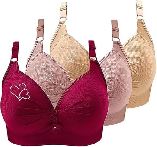 ZWDC 3er Pack BHS Damen Ohne Buegel Vollschalen Bequem Guter Halt Große Brüste Wirefree Super Push Up BH Gegen Hängebrust Brüste Klassische-BH Minimizer Bra von ZWDC