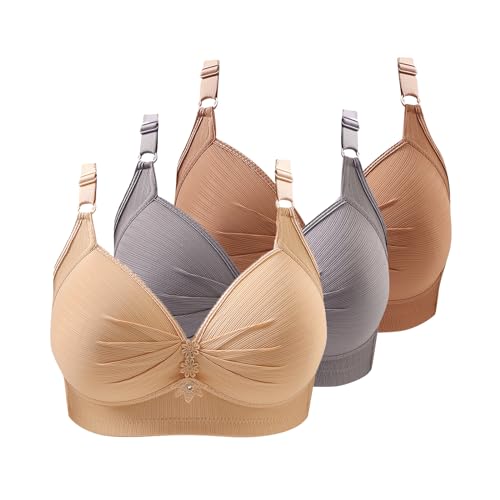 ZWDC 3er Pack BH Damen Ohne Buegel Vollschalen Bequem Guter Halt Große Brüste Wirefree Bra Super Push Up BH Gegen Hängebrust Brüste Klassische BHS Minimizer Bra von ZWDC