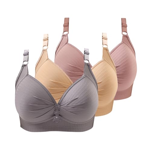 ZWDC 3er Pack BH Damen Ohne Buegel Vollschalen Bequem Guter Halt Große Brüste Wirefree Bra Super Push Up BH Gegen Hängebrust Brüste Klassische BHS Minimizer Bra von ZWDC