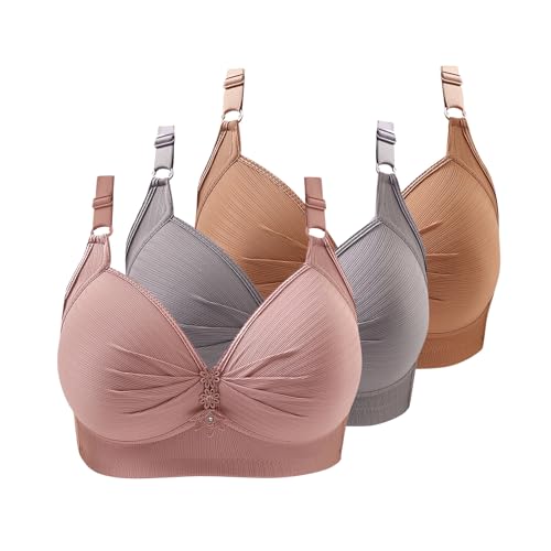 ZWDC 3er Pack BH Damen Ohne Buegel Vollschalen Bequem Guter Halt Große Brüste Wirefree Bra Super Push Up BH Gegen Hängebrust Brüste Klassische BHS Minimizer Bra von ZWDC